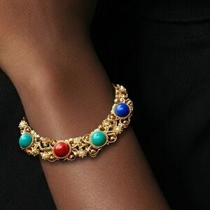 Gold Bracelet with beautiful cabochons